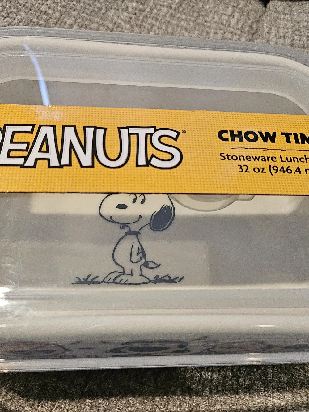 Peanuts Chow Time Stoneware Lunch Box White & Yellow NWT